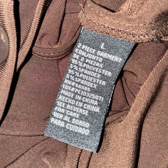 Perceptions Brown Cropped Cardigan Top Women’s Size L 3/4 Sleeve Deep V Button - Picture 6 of 6